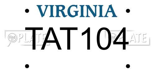 TAT104 Virginia License Plate