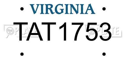 TAT1753 Virginia License Plate