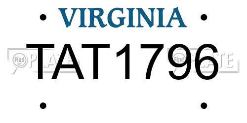 TAT1796 Virginia License Plate