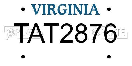 TAT2876 Virginia License Plate