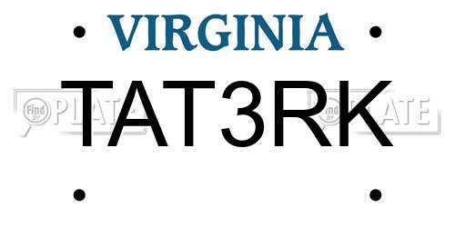 TAT3RK Virginia License Plate