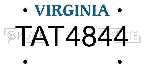 TAT4844 Virginia License Plate