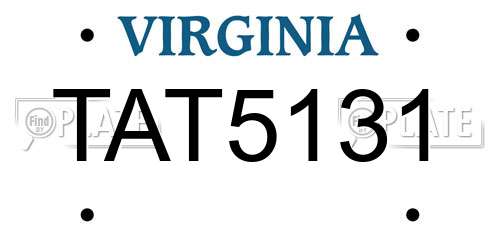 TAT5131 Virginia License Plate