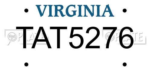 TAT5276 Virginia License Plate