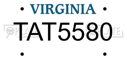 TAT5580 Virginia License Plate