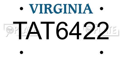 TAT6422 Virginia License Plate