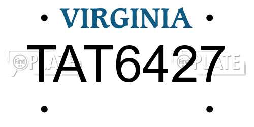 TAT6427 Virginia License Plate
