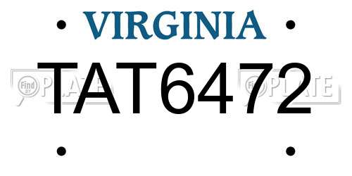TAT6472 Virginia License Plate