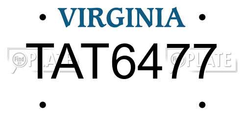 TAT6477 Virginia License Plate