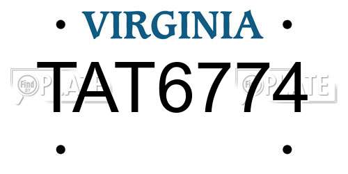 TAT6774 Virginia License Plate