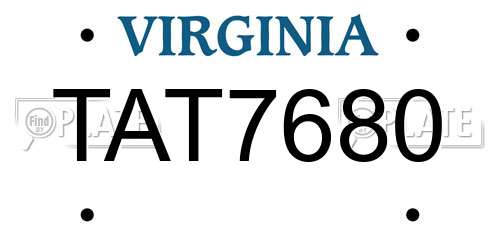 TAT7680 Virginia License Plate