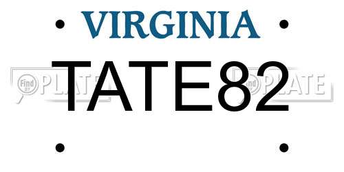TATE82 Virginia License Plate