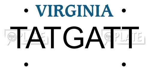 TATGATT Virginia License Plate