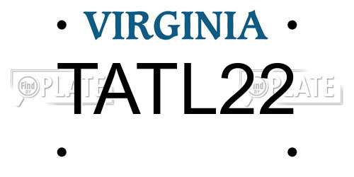 TATL22 Virginia License Plate