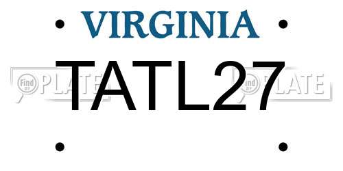 TATL27 Virginia License Plate
