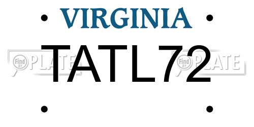 TATL72 Virginia License Plate