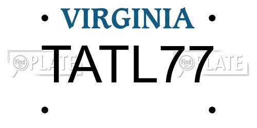 TATL77 Virginia License Plate