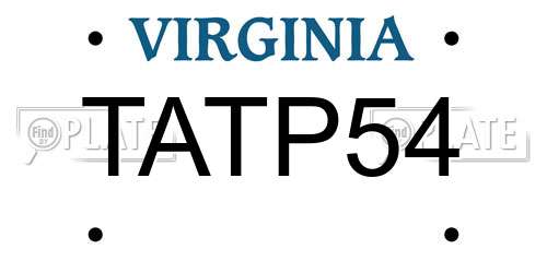 TATP54 Virginia License Plate