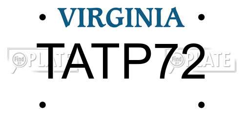 TATP72 Virginia License Plate