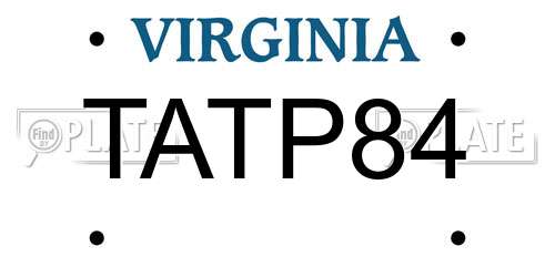 TATP84 Virginia License Plate