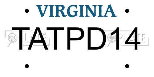 TATPD14 Virginia License Plate
