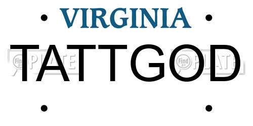 TATTGOD Virginia License Plate