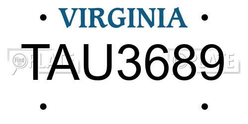 TAU3689 Virginia License Plate
