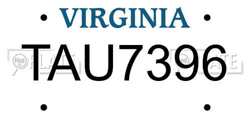TAU7396 Virginia License Plate