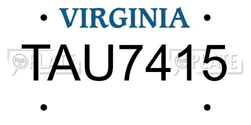 TAU7415 Virginia License Plate