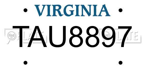 TAU8897 Virginia License Plate
