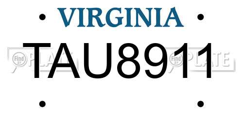 TAU8911 Virginia License Plate