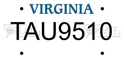 TAU9510 Virginia License Plate