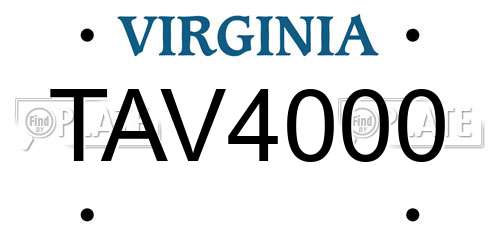TAV4000 Virginia License Plate