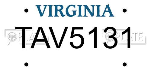 TAV5131 Virginia License Plate