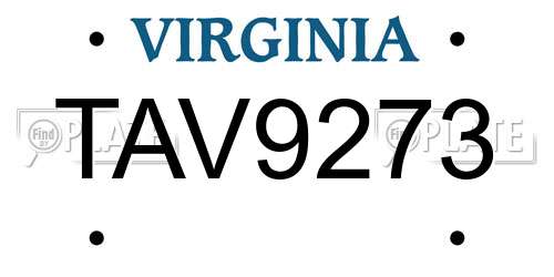 TAV9273 Virginia License Plate