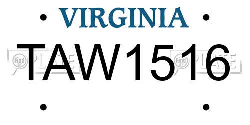 TAW1516 Virginia License Plate
