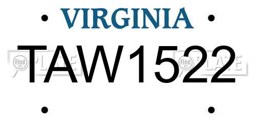 TAW1522 Virginia License Plate