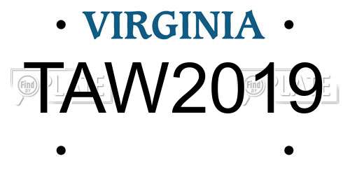 TAW2019 Virginia License Plate