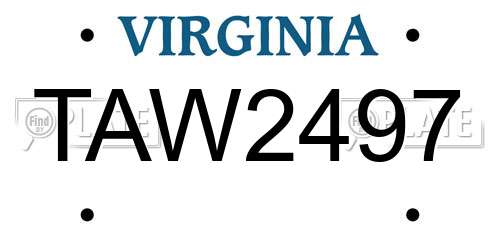 TAW2497 Virginia License Plate
