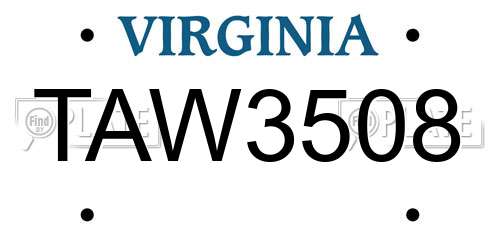 TAW3508 Virginia License Plate