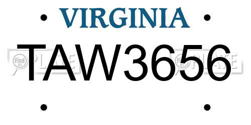 TAW3656 Virginia License Plate