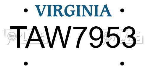 TAW7953 Virginia License Plate