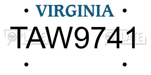 TAW9741 Virginia License Plate
