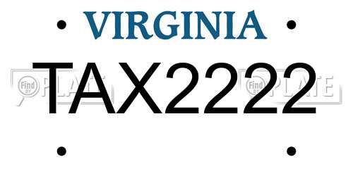 TAX2222 Virginia License Plate