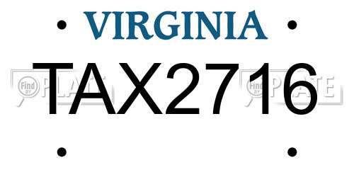 TAX2716 Virginia License Plate