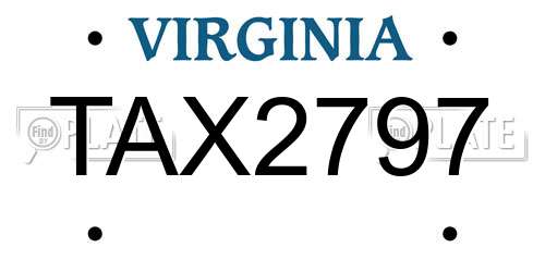 TAX2797 Virginia License Plate