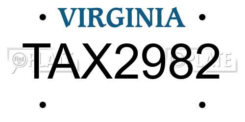 TAX2982 Virginia License Plate