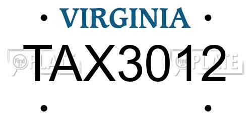 TAX3012 Virginia License Plate