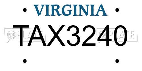 TAX3240 Virginia License Plate