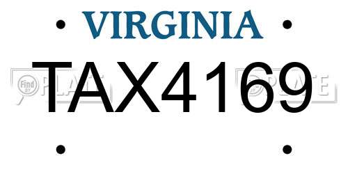 TAX4169 Virginia License Plate